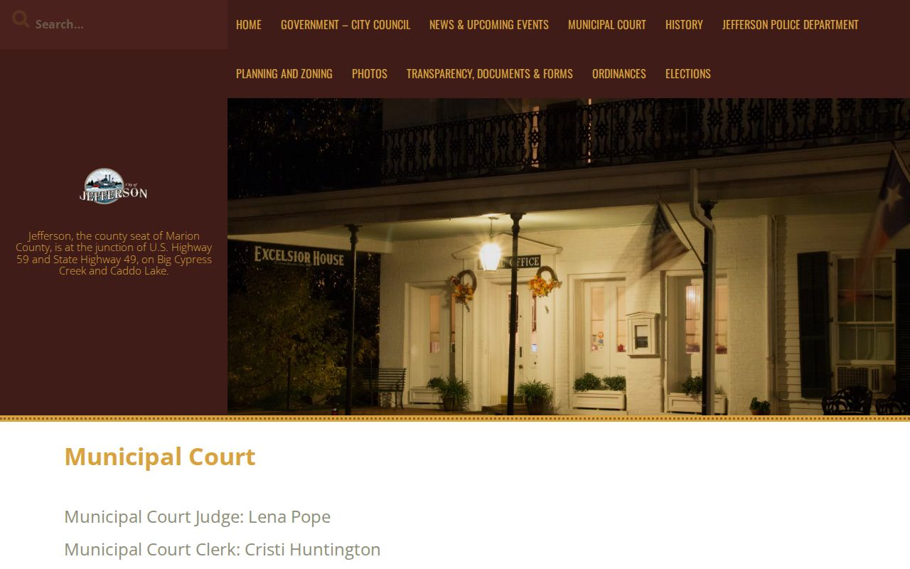 Jefferson criminal history Municipal Court records source