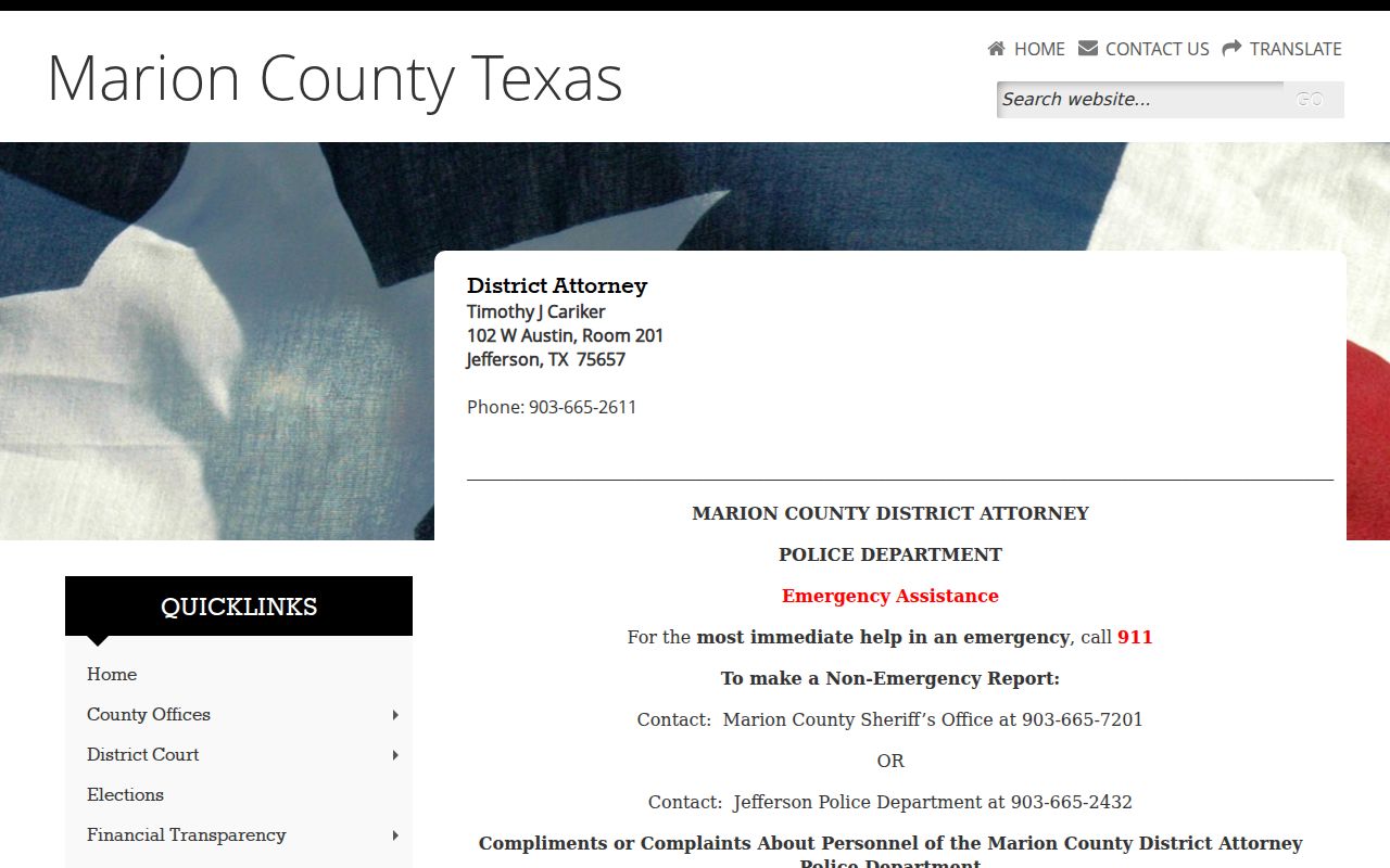 Marion County criminal court District Attorney contact