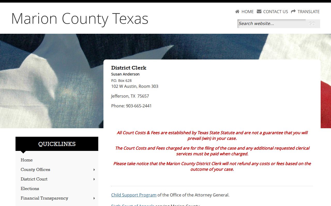 Marion County criminal court District Clerk felony file counter