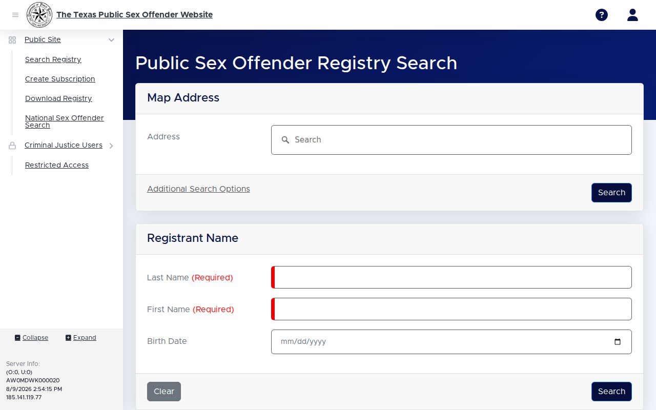 Marion County sex offender check on the Texas DPS registry search